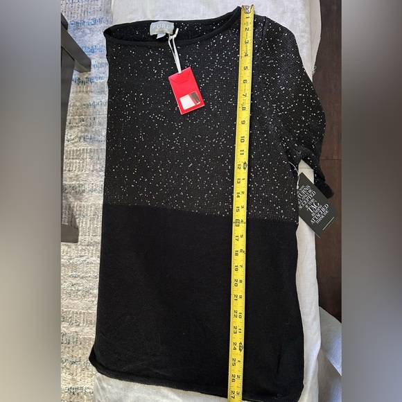Pure Collection Gassato Black Cashmere Sparkle Sweater NWT Size 18 - Picture 12 of 13